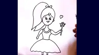 how to draw little cute girl drawing || cute girl drawing
