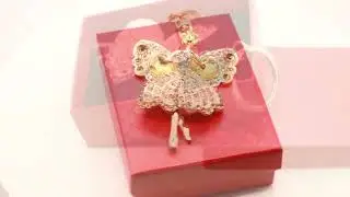 Брелок на ключи женский со стразами Фея золотая в подарочной коробочке