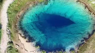 cetina spring croatia with Relaxing music , drone view of cetina river.