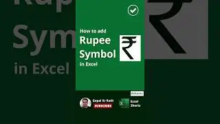 How to add Rupee Symbol in Excel #shorts