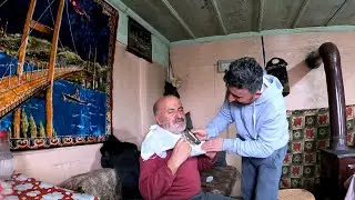 soğuk bir kış kuzu işkembe çorbası   mis  oldu )  Ali dayıyı  tıraş  yaptık minik kuzular oldu