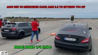 AUDI RS3 2.5 CEP 300KW vs  MERECEDES CLS63 AMG 5.5 V8 BiTurbo 790 HP drag race 1/4 mile 🚦🚗 - 4K UHD