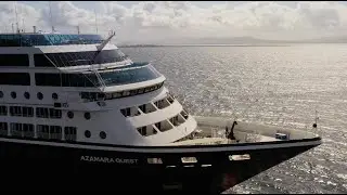 Azamara Cruise Ship in Galway Bay - Drone View