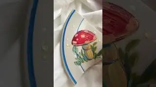 Making Art with Broken Plates🍄# shorts #youtubeshort #viral #firstshort