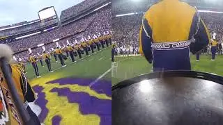 LSU Golden Band from Tigerland || Pregame [Snare+Bass Cam]