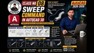 Sweep in Autocad 3d || presspull command in autocad || free autocad 3d || full autocad || Class #08