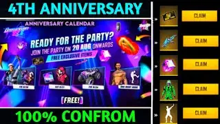 Free fire 4th anniversary event,how to claim 4th anniversary free rewards,new event full details