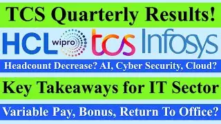 TCS Quarterly Results! RTO, Variable Pay, Bonus, Freshers Headcount Decrease? #tcs #infosys #wipro