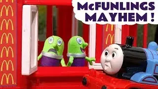 Funny Funlings McDonalds Drive Thru Mayhem Story With Thomas and Friends Toy Trains
