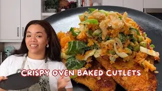 Crispy Oven Chicken Cutlets with Crispy Rice & Bok Choy Salad | Family Dinner ep 3