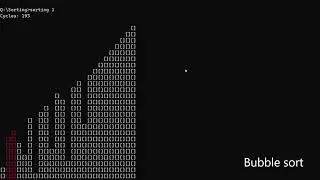 Sorting algorithms visualised in the terminal and written in c