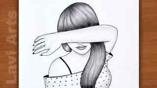 How to draw a Beautiful Girl Hiding Face | Drawing | rasm chizish | Girl Drawing | Easy drawing