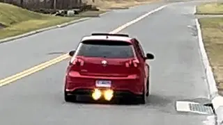Catless VW R32: BIG FLAMES