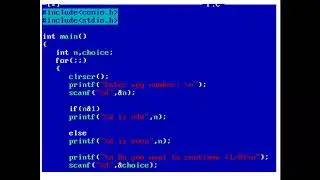 Program to check if entered number is even or odd using bitwise operator and using infinite for loop