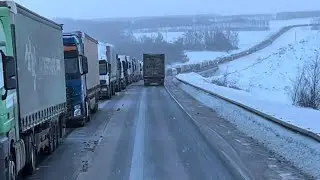 Пробка на 37 км. Снегопад !!! Трасса М-7 , Нижегородская область !!!😳
