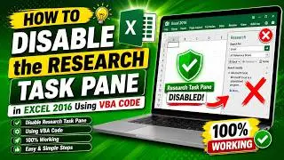 How To Disable The Research Task Pane in Microsoft Excel 2016 Using VBA Code
