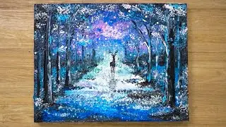 How to draw a deer / Cotton swabs painting technique 