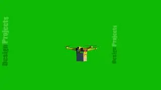 Autonomous delivery of parcels by unmanned drones on green screen.