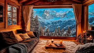 Snowstorm Serenity: Rest Warm in a Cozy Cabin with Crackling Fireplace & Howling Winds for Sleep