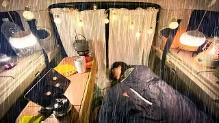 ⛈Solo camping in heavy rain⚡A rainy day with thunder and lightning Relax Rain sound☔Rainy ASMR