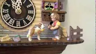 Black Forest Cuckoo Clock 1 Day Chalet Musical w/ Moving Girl, 9.5"