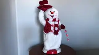 (Gemmy) Spinning Snowflake Snowman - Red Peppermint - Peppermint Twist