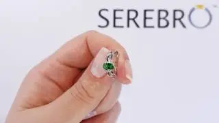 Серьги из серебра с изумрудом нано 