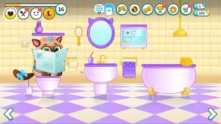 КОТЕНОК БУБУ!КОТИК БУБУ ЧИТАЕТ НА УНИТАЗЕ ГАЗЕТКУ!КУШАЕМ МНОГО ЕДЫ! My Virtual Pet! # 11