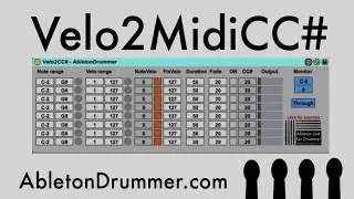 Velocity to Midi CC Max for Live device for Ableton Live - Abletondrumer.com