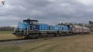 Nákladní vlak ČD Cargo s lokomotivami řady 742.7 - Veselí u Přelouče - 7.3.2023