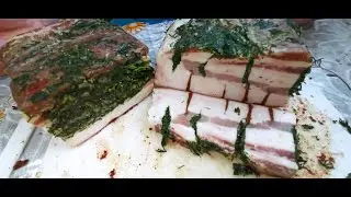 Такое САЛО всегда съедается МГНОВЕННО! Мраморное сало с зеленью и аджикой.Сало гармошкой.
