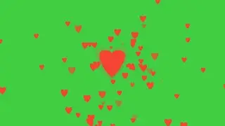 Animation of Spraying of little hearts from Big heart in Green Screen background 4K