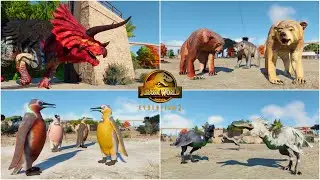 ALL 64 NEW DINOSAUR SPECIES, REPTILES and PREHISTORIC ANIMALS INTRO in SAN MARIE BAY | JWE2 MODS
