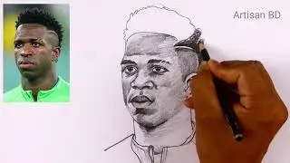 How To Draw Vinicius Jr Easy Portrait Tutorial 