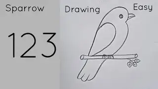 how to draw sparrow drawing from 123 number easy step by step@Kids Drawing Talent