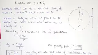 Relation between g and G| Class11th physics| Unit 6 Gravitation
