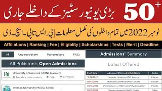 Latest BS | MBBS | MS | MPhil | PhD | Undergraduate Admissions 2022 open in Pakistani Universities