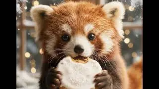Pip panda eats frosted pryanik cookie 