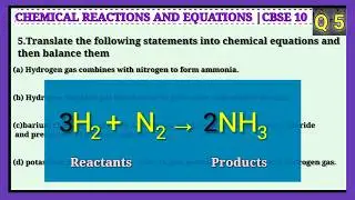 CHEMICAL REACTIONS AND EQUATIONS | CBSE10 SCIENCE | QUESTION 5