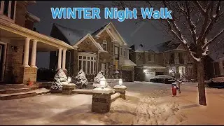 Night Snow Walk in Toronto Suburbs 4K Relaxing Winter Ambience Snowfall