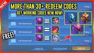 30 REDEEM CODES! GET WORKING CODES NOW GET FREE SKIN CODES | MOBILE LEGENDS BANG BANG