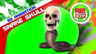 Green Screen Snake Skull 3D Animation - PixelBoomCG