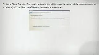 Fill In the Blank Question The protein molecule that will increase the rate a cellular reaction occu