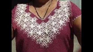 BLUSA ANA CHAVEZ  TERCERA Y ULTIMA PARTE,,BORDADA EN TELA DE PUNTITOS,, CREACIONES EFFI