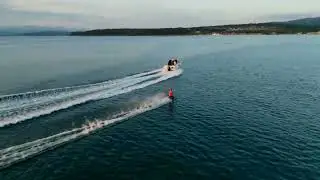 Антарес. Водные лыжи за катером на закате