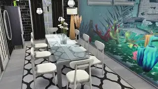 MODERN KITCHEN WITH HUGE AQUARIUM 😍 | [base game compatible] | The Sims 4 Speed Build + CC LINKS