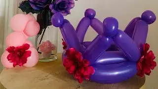 Cómo hacer una corona con globos 👑👑súper fácil con 5 globos/how to make a crown with balloons !!!