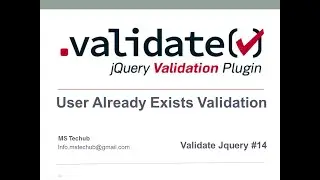 USER ALREADY EXISTS VALIDATION OR REMOTE VALIDATION