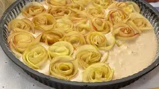Яблочная шарлотка с эффектной подачей от TalleR  Пирог с яблочными розами