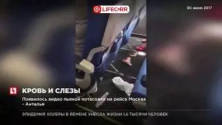 Появилось видео пьяной потасовки на рейсе Москва - Анталья